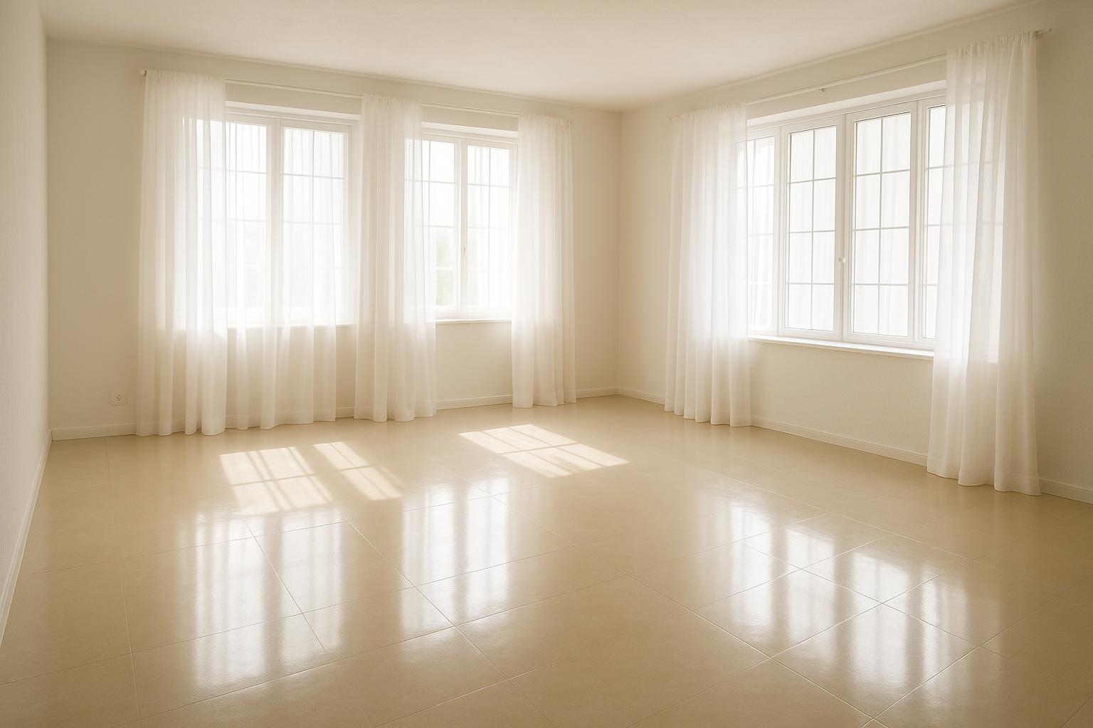 Camera con luce naturale dopo la pulizia settimanale